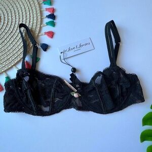 For Love And Lemons Lou Lace Bra Black Medium NEW